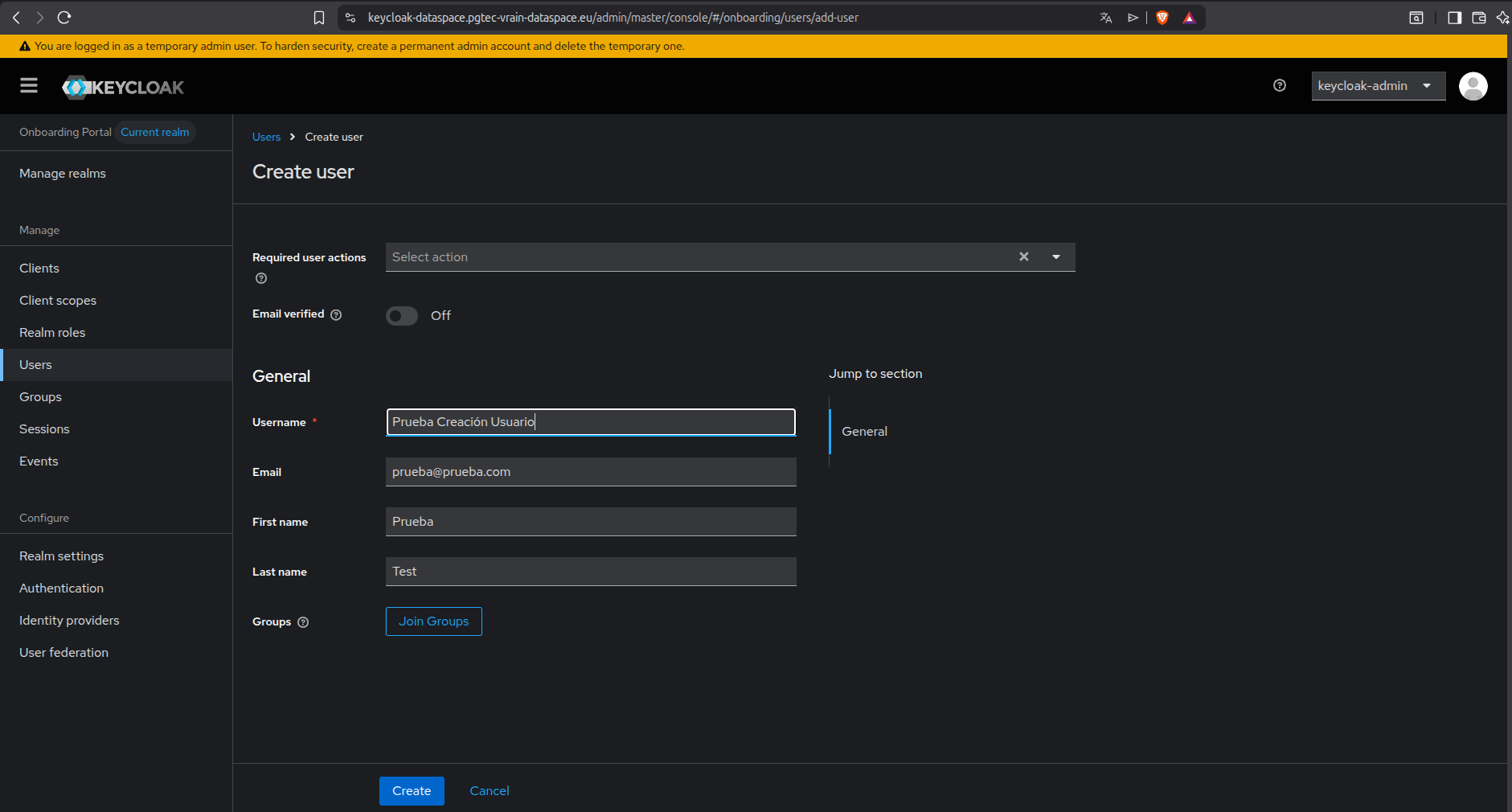 Creating User