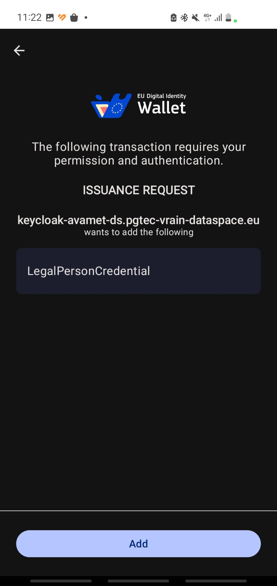 EUDI Wallet — credential accepted