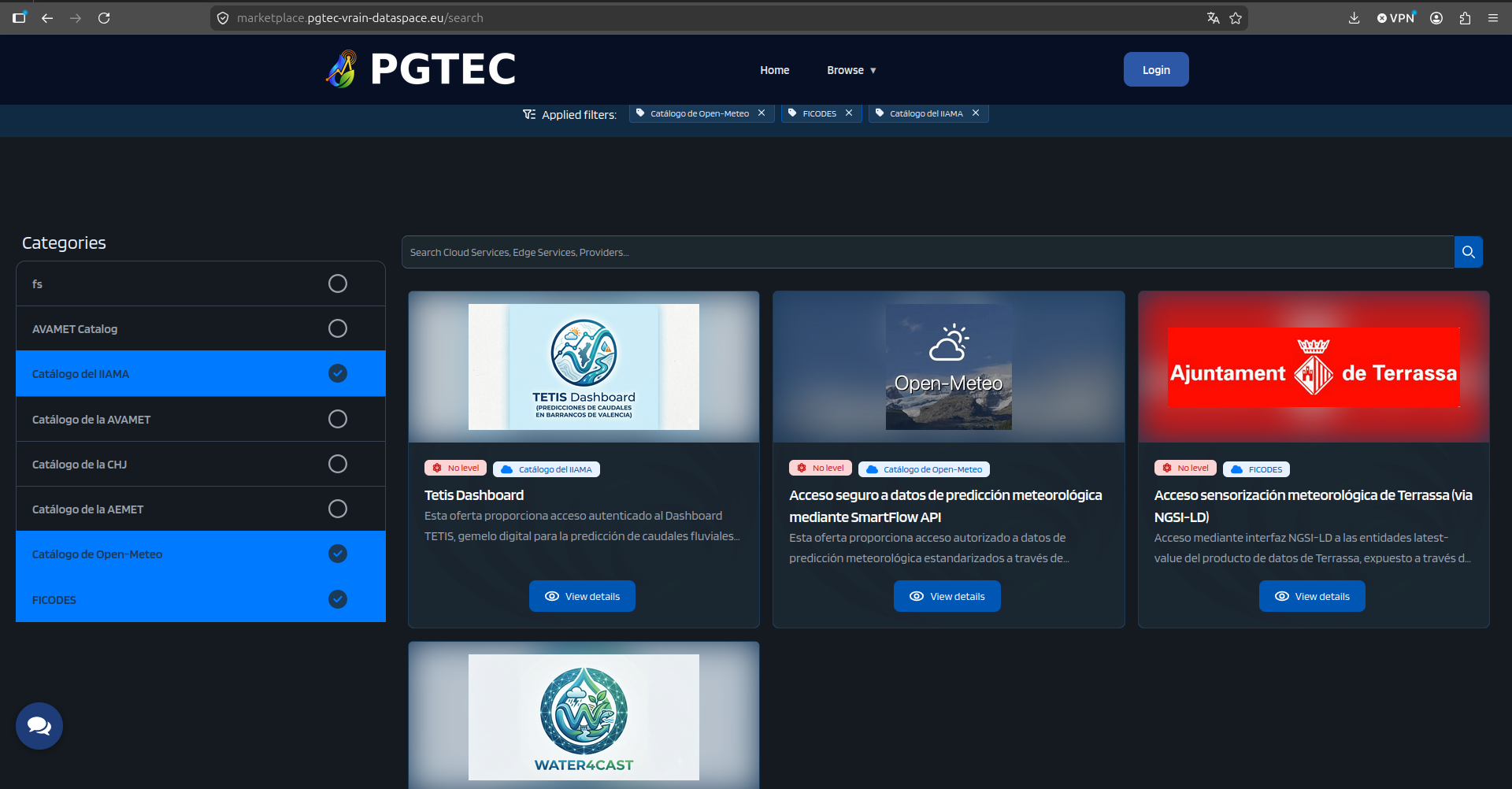 PGTEC Marketplace — published offers from multiple participants