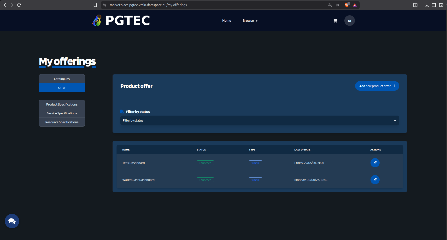 Product Offer menu