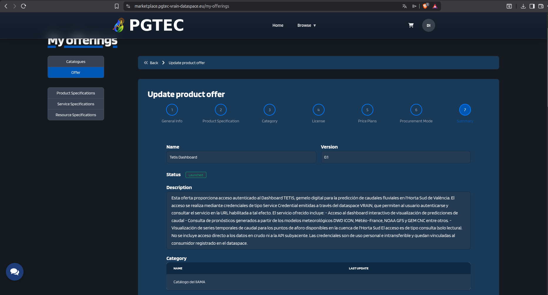 Product Offer - step 5: summary