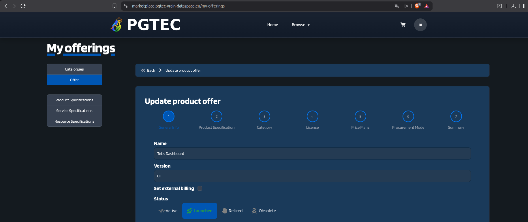 Product Offer - set status to Launched