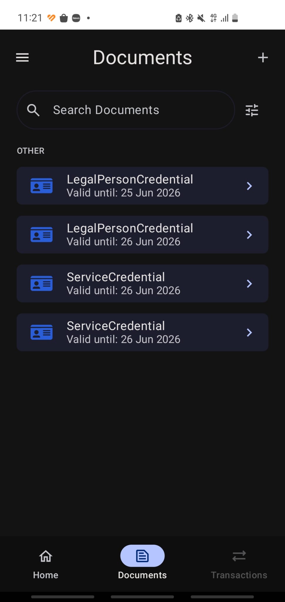 EUDI Wallet — add document screen